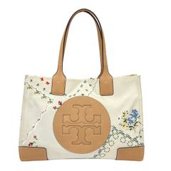 新品未使用✨TORY BURCH ナイロン×レザー トートバッグ 花柄 オレンジ 