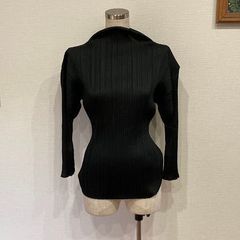 シャネル☆ブラック/クルーネックリブニット半袖トップス40 - メルカリ