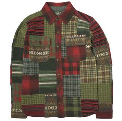RRL 더블 아르엘 Patchwork Work Shirt Sweater 패치워크 워크 셔츠 스웨터 782840978001 XS RED Double RL 긴팔 체크 미친 패턴 정가 202,400엔 탑스