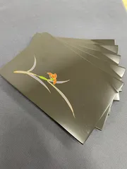 【美品】漆器 黒塗り 角盆 トレー 5枚セット 花柄 お盆 銘々皿 和モダン