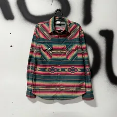 VTG ヴィンテージ マルチカラー クロス ストライプ ウェスタン シャツ