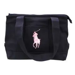POLO RALPH LAUREN ポロ・ラルフローレン トートバッグ ミニ ピンク ビッグポニー 刺繍 キャンバス 肩掛け カバン 鞄 ネイビー メンズ レディース 【中古】