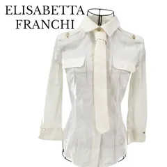 ELISABETTA FRANCHI エリザベッタフランキ ネクタイ付きブラウス 長袖 ホワイト 伸縮性あり サイズ38 レディースのサムネイル