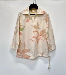 パラスパレス 水彩フラワー ブラウス シャツ 花柄 総柄 七分袖 日本製