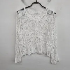 レディース55 size エンブロイダリー メッシュ ニット