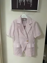 31 Fashion ピンク 半袖 ジャケット 44半-55まで 新品