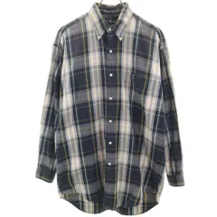 RALPH LAUREN ラルフローレン チェック柄 長袖 ボタンダウンシャツ M ネイビー メンズ 古着