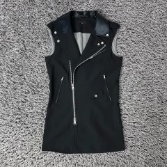 civarize V系 ライダース ジレ ロック ドレープ ブラック ベスト