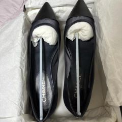 シャネル スリングバック 希少エネメル ブラック 37 1/2 フラット 