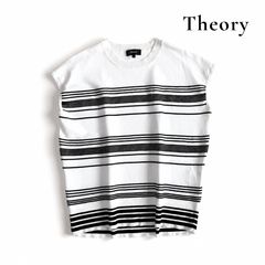 S ボーダーニット CREPE COMPACT Theory 新品 受注制【Chikashitsu (3color knit border neck henley +】cropped トップス