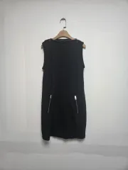 DIESEL ジッパー ノースリーブ コットン ONE PIECE ブラック(S)