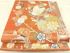 平和屋着物◎六通柄袋帯　唐織　雪輪花蝶文　金銀糸　正絹　逸品　AABI1170yxのサムネイル