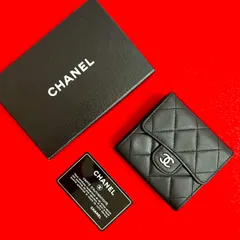 極 美品 カード シール有 13番台 CHANEL シャネル タイムレスクラシック マトラッセ Wホック ラムスキン 二つ折り財布 ブラック 41819