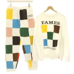 ジェラートピケ gelato pique EAMES セットアップ 上下 ルームウェア 部屋着 ナイトウェア ニット セーター イージーパンツ チェック 総柄 F 白 ホワイト PWNT231033 PWNP231032 /HN ■GY18のサムネイル