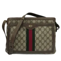 グッチ GUCCI オールドグッチ GGスプリーム シェリーライン 14.02.013 ショルダーバッグ イタリア製 PVC レザー ブラウン系 茶系