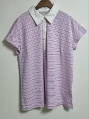 L (77) adidas ゴルフ ストライプ 機能性 PK 半袖Tシャツ