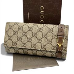 GUCCI グッチ　GGスプリーム　長財布　ベルトモチーフ　ブラウン（K） GUCCI グッチ GGスプリーム ニース コンチネンタル ベルトモチーフ 長