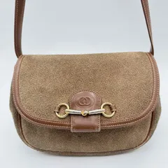 GUCCI（グッチ）ホースビット ショルダーバッグ スエード ブラウン系 ゴールドトーン金具 レディース