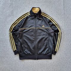 美品 adidas トラックジャッケット ジャージ 黒 レザー調 短丈 Y2K 