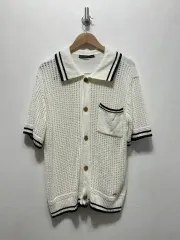 GUESS 白 半袖 ニットカーディガン M