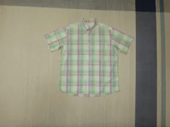 (105) LACOSTE ラコステ メンズ CHECK 半袖 コットン シャツ