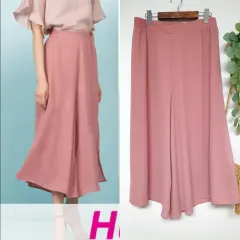 허밍 2020SS キュロット 77 シフォン ワイドパンツ バンディング ピンク