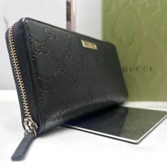 ◇極美品◇グッチ　シマレザー　長財布　ロゴプレート　307980 ブラック