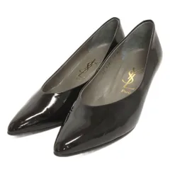 イヴサンローラン YVES SAINT LAURENT パンプス アーモンドトゥ ヒール エナメル 黒 ブラック 36