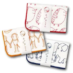 【新品】 デザインふきん キレピカふきん [ 3種類セット / はりねずみ・ふたごおさる・小鳥とゾウ ] 扁平糸 (毛が抜けにくい) 油汚れ ふくだけ 日本製 国産 0
