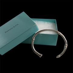 超美品 ティファニー TIFFANY グルーブド カフ バングル ダブルライン 