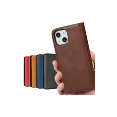 【新品】 iPhone15 用 手帳型 スマホケース - 耐衝撃 アイホン15 アイフォン15 カバー - 落ち着いた色 レトロ ダークブラウン iCoverCase マグネット カードケース スタンド 1