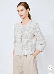 ✩新品未使用✩トゥモローランド♡ファンシーツイードノーカラージャケット 半袖 ✩新品未使用✩トゥモローランド♡ファンシーツイードノーカラー