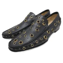 ドルチェ&ガッバーナ ドルガバ DOLCE&GABBANA アイレット ローファー スリッポン レザーシューズ 革靴 7 黒 ブラック ■IBO93のサムネイル