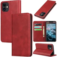 【新品】 対応 iphone12mini ケース 手帳型 スマホケース アイフォン12ミニ いphone12 ミニ カバー 手帳型 カードスロット、キックスタンド レザー(レッド) 1