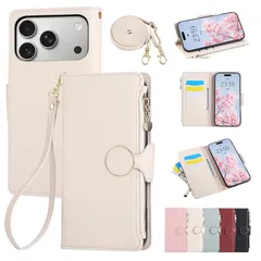 【新品】 Rosbtib 用の iPhone 17 Pro ケース 手帳型 いphone17Pro ケース ショルダー 財布型カバー iphone17proケース おしゃれ ファスナー型 小銭入れ カード収納 アイフォン17プロ 手帳型ケース 手首/肩掛け 0