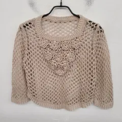 レディース55 size エンブロイダリー メッシュ ニット