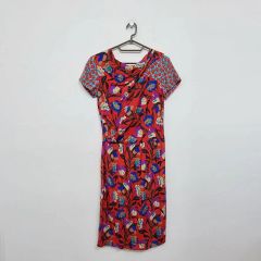 美品✨ETRO ワンピース 42 総柄 半袖 ストレッチ 膝丈 マルチカラー