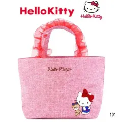 HELLO KITTY 刺繍 レッド トートバッグ バッグ フリルバッグ Sanrio オリジナル