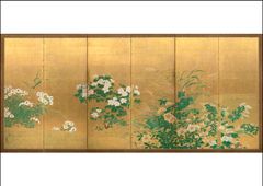 壁掛け屏風 日本画 金箔彩色 『秋の七草』 #557 - メルカリ