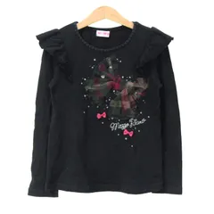 メゾピアノ 長袖Ｔシャツ トップス フリル リボン キッズ 女の子用 140サイズ ブラック Mezzo Piano 【中古】