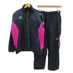 ミズノ セットアップ 上下セット ウィンドブレーカー ブレスサーモ スポーツウエア メンズ Lサイズ ネイビー Mizuno 【中古】