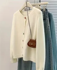 カラーボタンニットカーディガン アイボリー (新品)