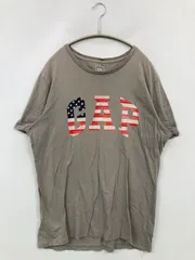 GAP ギャップ Tシャツ/カットソー M グレー 前面プリント ブランドロゴ ミドル丈 半袖 クルーネック(丸首)