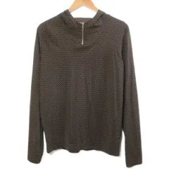 キャサリンハムネットロンドン KATHARINE HAMNETT LONDON カットソー プリントジャージー 長袖 ハーフジップ フーディー 総柄 ririジッパー M ブラウン ブラック /Xのサムネイル