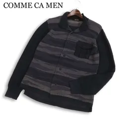 COMME CA MEN コムサ メン 春夏★ リネン 切替 ゼブラ柄 ニット ジャケット カーディガン Sz.M メンズのサムネイル
