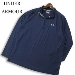 UNDER ARMOUR アンダーアーマー 春夏★ 長袖 ロゴ ハーフジップ シャツ Sz.LG メンズ 紺 ネイビー ゴルフ