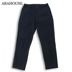 ABAHOUSE アバハウス 春夏 接触冷感 ハイブリット リラックス スラックス タック テーパード パンツ Sz.50 メンズ ネイビーのサムネイル