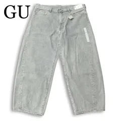 【新品 24SS】 GU ジーユー 通年★  バレルレッグ ジーンズ デニム パンツ Sz.40 メンズ グレー 大きいサイズ 特大 未使用