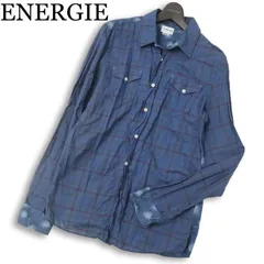 イタリア製★ ENERGIE エナジー 通年★ 長袖 切替 総柄 チェック ワーク シャツ  Sz.L メンズのサムネイル