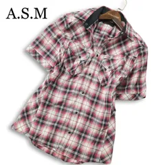 A.S.M アトリエサブ メン 春夏★ 半袖 オンブレ チェック ウエスタン シャツ Sz.50 メンズ ASMのサムネイル